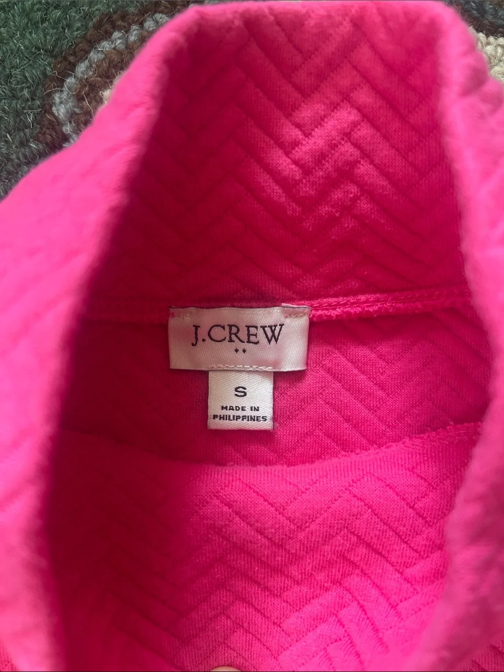 JCREW Woman’s Bright Hot Pink Mock Neck Sweater with Gold Side Snaps